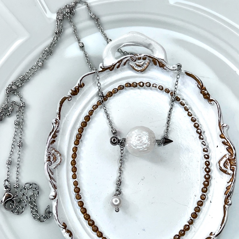 🤩 Custom Handmade Freshwater Carved Edison Pearl 12-13mm Necklace